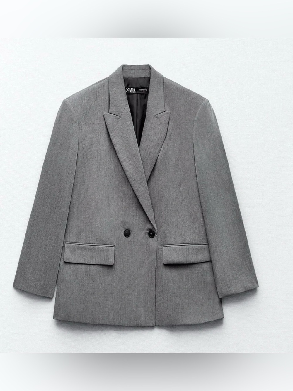 Zara Gray Oversized Double Breasted Blazer XL